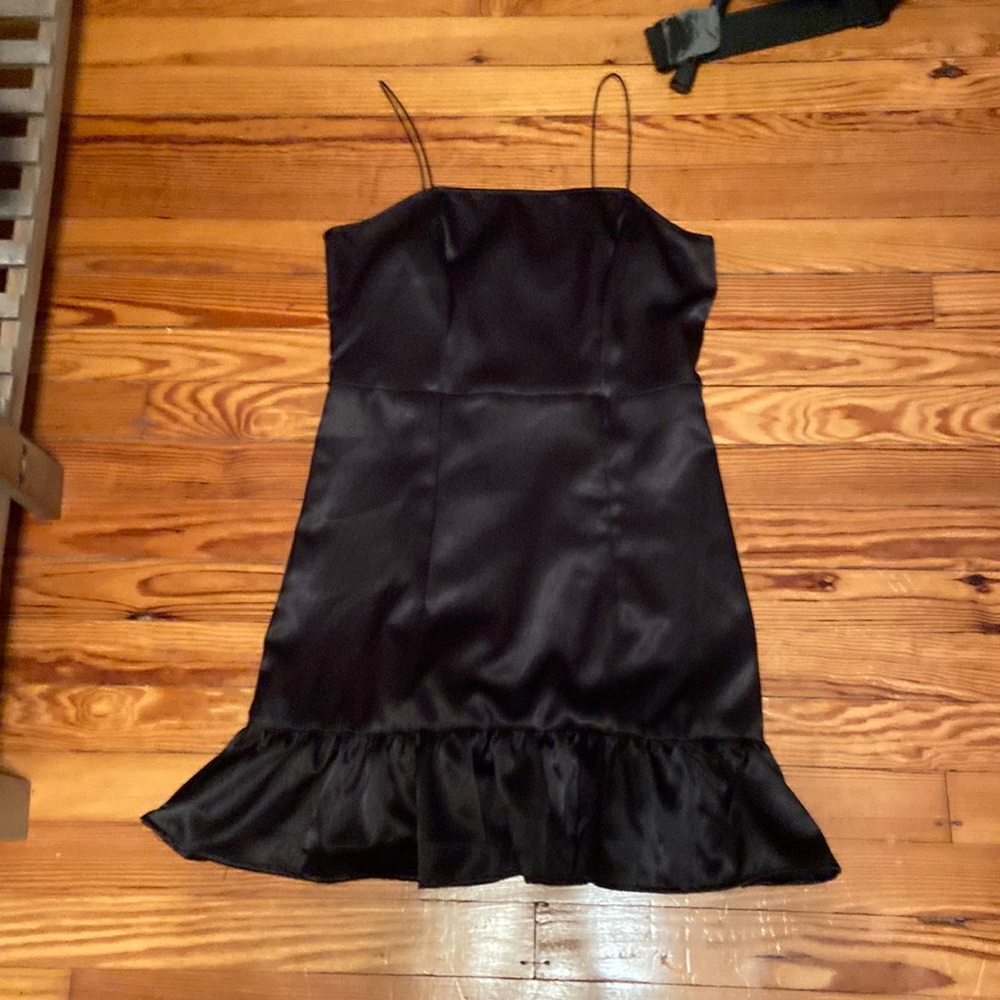 Flirty classic satin black dress